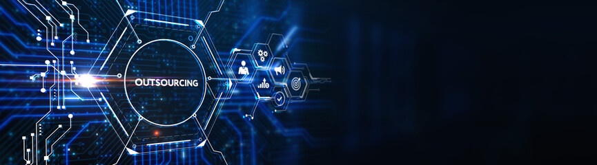 Business, Technology, Internet and network concept. Outsourcing human resources.   3d illustration