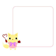 バレンタインのキツネ　フレーム付
