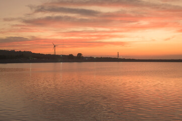 Fototapeta na wymiar background of wind turbines at sunset..