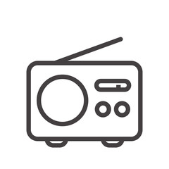 Radio vector line icon on white background