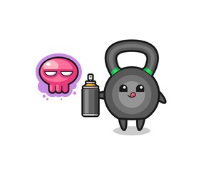 Obraz premium kettlebell cartoon make a graffiti with a spray paint
