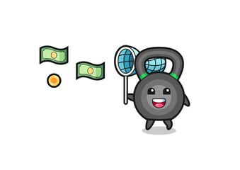 illustration of the kettlebell catching flying money