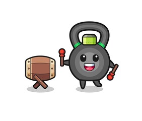 Fototapeta premium kettlebell muslim cartoon is beating the bedug