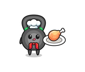 kettlebell fried chicken chef cartoon character