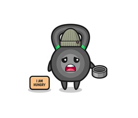 cute kettlebell beggar cartoon character