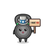 Fototapeta premium kettlebell cartoon as uncle Sam holding the banner I want you