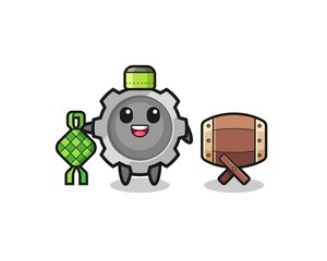 gear muslim character are celebrating Eid Al Fitr