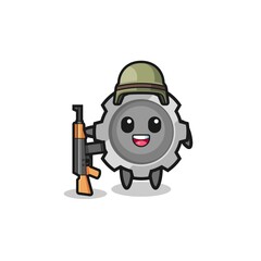 Fototapeta premium cute gear mascot as a soldier