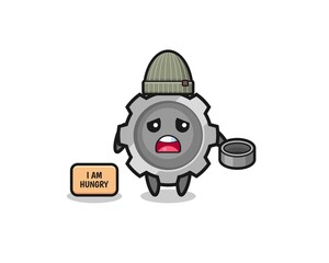cute gear beggar cartoon character