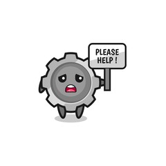 cute gear hold the please help banner