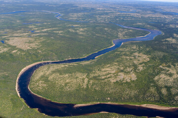Delay River Winding Through Landscape of Nunavik Quebec Canada