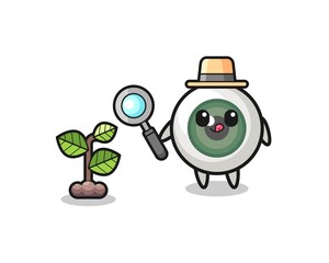 cute eyeball herbalist researching a plants