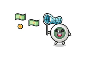 illustration of the eyeball catching flying money