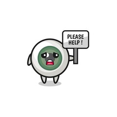 cute eyeball hold the please help banner