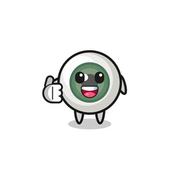 eyeball mascot doing thumbs up gesture