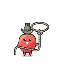 the table tennis racket cowboy with lasso rope