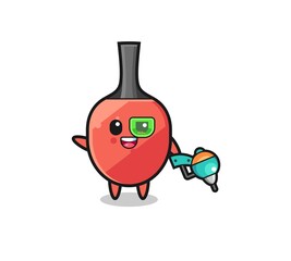 table tennis racket cartoon as future warrior mascot