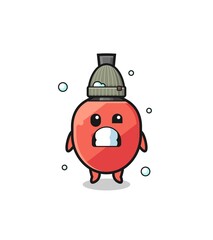 cute cartoon table tennis racket with shivering expression