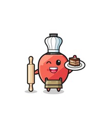 table tennis racket as pastry chef mascot hold rolling pin