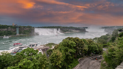 Niagara falls between United States of America and Canada.