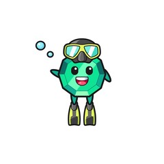 the emerald gemstone diver cartoon character