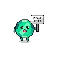 cute emerald gemstone hold the please help banner