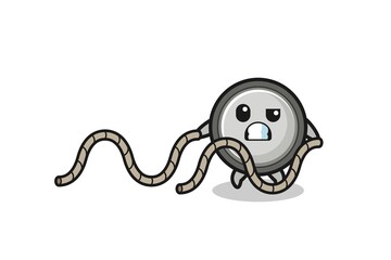 illustration of button cell doing battle rope workout