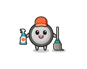 cute button cell character as cleaning services mascot