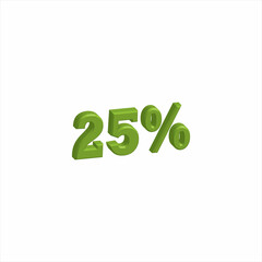 illustration of 3D rendering Number for Discount from a font set with the background.