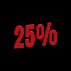 illustration of 3D rendering Number for Discount from a font set with the background.