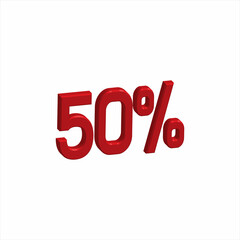 illustration of 3D rendering Number for Discount from a font set with the background.