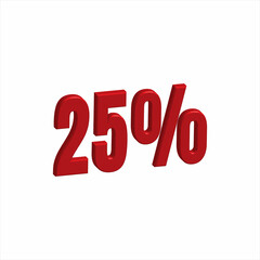 illustration of 3D rendering Number for Discount from a font set with the background.