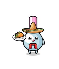 cotton bud Mexican chef mascot holding a taco