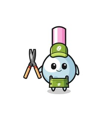 Fototapeta premium cute cotton bud as gardener mascot