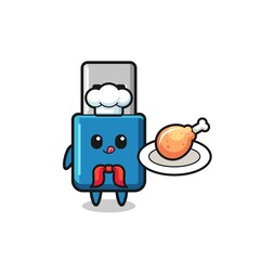 flash drive usb fried chicken chef cartoon character