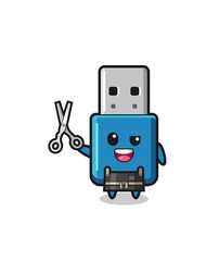 flash drive usb character as barbershop mascot