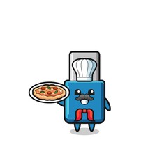 flash drive usb character as Italian chef mascot