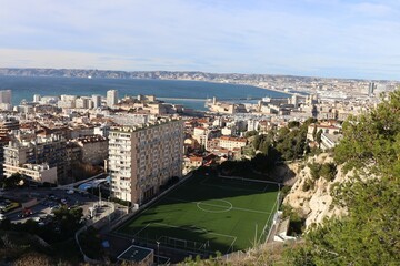 Vue d'ensemble de Marseille depuis Notre Dame de la Garde, ville de Marseille, département des...