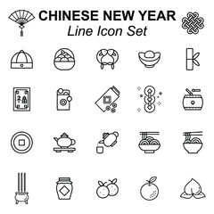 Chinese new year outline icon set