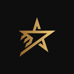 Gold Star Logo Vector on Black Background