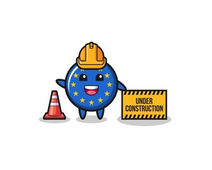 illustration of euro flag with under construction banner