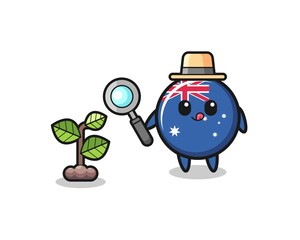cute australia flag herbalist researching a plants