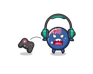 australia flag gamer mascot is angry