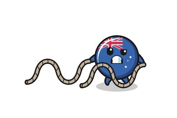 illustration of australia flag doing battle rope workout