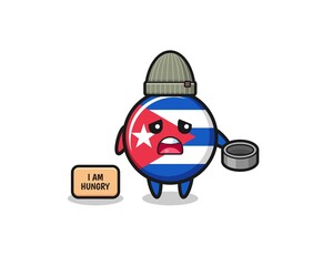 cute cuba flag beggar cartoon character