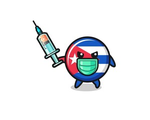 illustration of the cuba flag to fight the virus