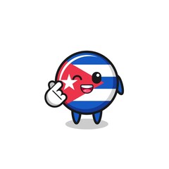cuba flag character doing Korean finger heart