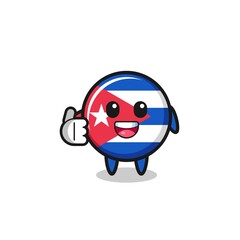 cuba flag mascot doing thumbs up gesture
