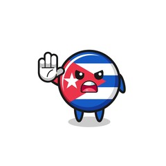 Naklejka premium cuba flag character doing stop gesture