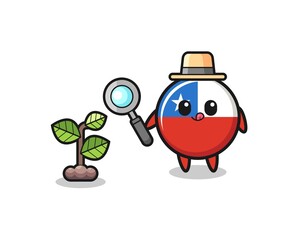 cute chile flag herbalist researching a plants